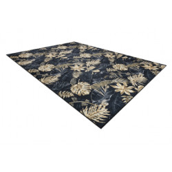 Dywan do prania ANDRE 1311 Liście Monstera antypoślizgowy - czarny / złoty 120x170cm