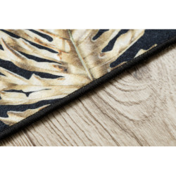 Dywan do prania ANDRE 1311 Liście Monstera antypoślizgowy - czarny / złoty 120x170cm