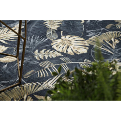 Dywan do prania ANDRE 1311 Liście Monstera antypoślizgowy - czarny / złoty 160x220cm