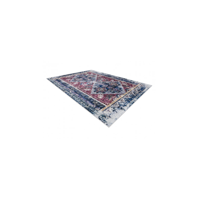 Dywan do prania ANDRE 1136 Orientalny vintage, antypoślizgowy - bordo / niebieski 120x170cm