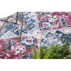 Dywan do prania ANDRE 1136 Orientalny vintage, antypoślizgowy - bordo / niebieski 120x170cm