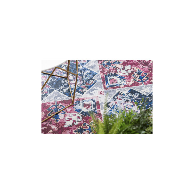 Dywan do prania ANDRE 1136 Orientalny vintage, antypoślizgowy - bordo / niebieski 120x170cm