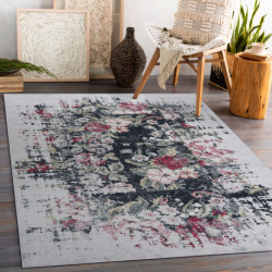 Dywan do prania ANDRE 1816D Kwiaty vintage antypoślizgowy - biały / czerwony 80x150cm Dywan do prania ANDRE 1816D Kwiaty vintage antypoślizgowy - biały / czerwony 80x150cm