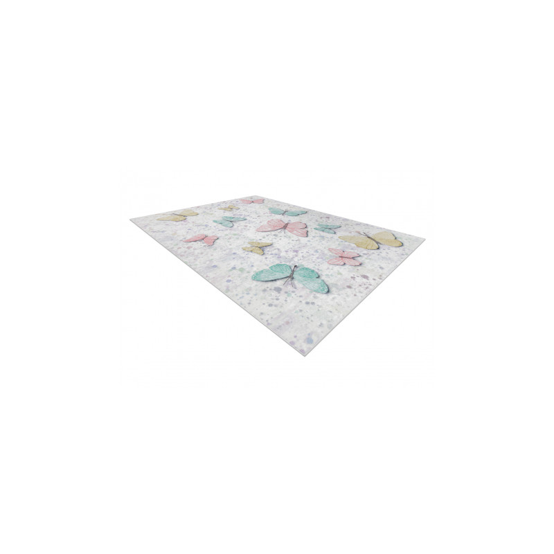 Dywan do prania BAMBINO 1610 Motyle, dla dzieci, antypoślizgowy - krem 140x190cm