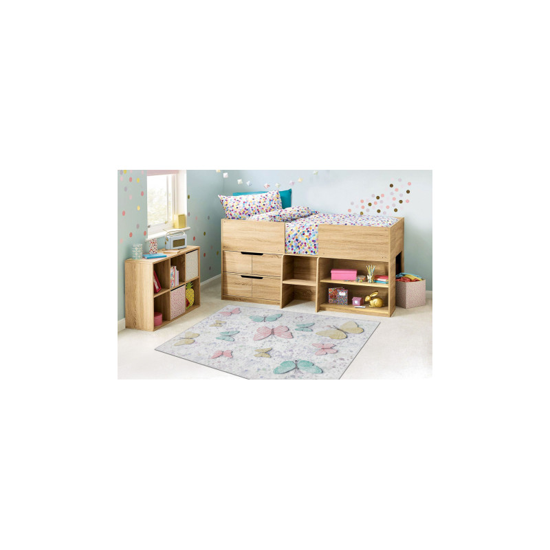 Dywan do prania BAMBINO 1610 Motyle, dla dzieci, antypoślizgowy - krem 140x190cm