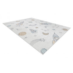 Dywan do prania BAMBINO 1278 Kosmos, rakieta dla dzieci, antypoślizgowy - krem 140x190cm