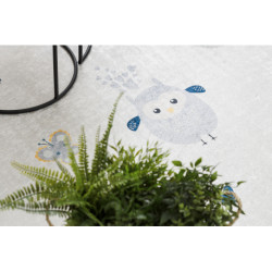 Dywan do prania BAMBINO 1161 Sowy, sówki dla dzieci, antypoślizgowy - szary 80x150cm