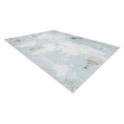 Dywan do prania BAMBINO 1163 Mapa świata, świat dla dzieci, antypoślizgowy - niebieski 160x220cm