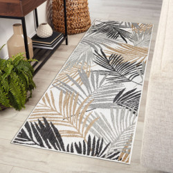 Dywan, chodnik SZNURKOWY SIZAL COOPER Liście 22258 ecru / czarny 70x250cm