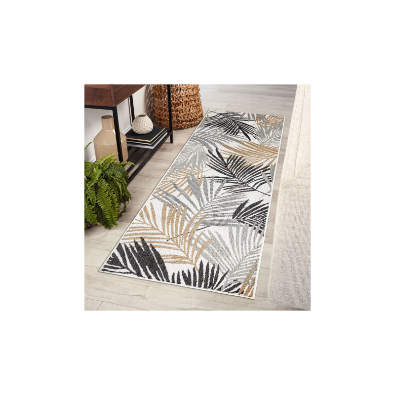 Dywan, chodnik SZNURKOWY SIZAL COOPER Liście 22258 ecru / czarny 70x250cm