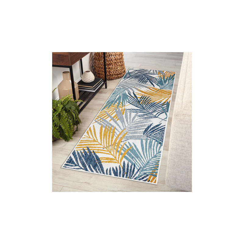 Dywan, chodnik SZNURKOWY SIZAL COOPER Liście 22258 ecru / granat 70x250cm