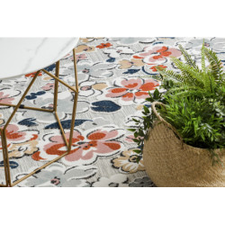 Dywan Strukturalny BOTANIC 65239 Kwiaty płasko tkany, na balkon, taras - szary 176x270cm