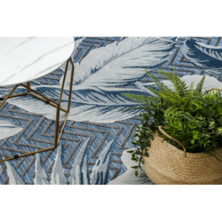 Dywan Strukturalny BOTANIC 65242 Pióra, zygzak płasko tkany, na balkon, taras - granat 176x270cm