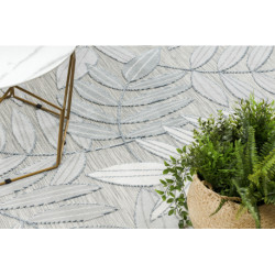 Dywan Strukturalny BOTANIC 65241 Liście płasko tkany, na balkon, taras - szary 157x220cm