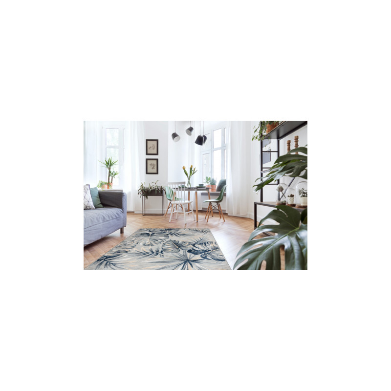 Dywan Strukturalny BOTANIC 65265 Liście Monstera płasko tkany, na balkon, taras - szary 117x170cm Dywan Strukturalny BOTANIC 65265 Liście Monstera płasko tkany, na balkon, taras - szary 117x170cm