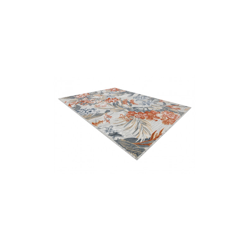 Dywan Strukturalny BOTANIC 65262 Kwiaty, liście płasko tkany, na balkon, taras - szary 176x270cm Dywan Strukturalny BOTANIC 65262 Kwiaty, liście płasko tkany, na balkon, taras - szary 176x270cm