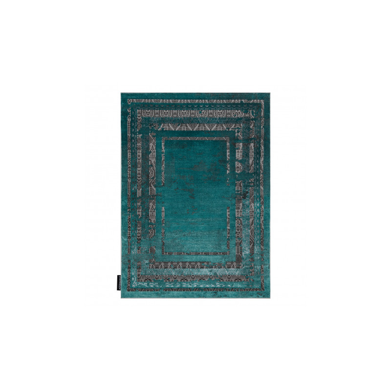 Dywan DE LUXE nowoczesny 1516 Ramka vintage przecierany - Strukturalny zielony / antracyt 160x220cm