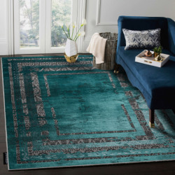 Dywan DE LUXE nowoczesny 1516 Ramka vintage przecierany - Strukturalny zielony / antracyt 160x220cm