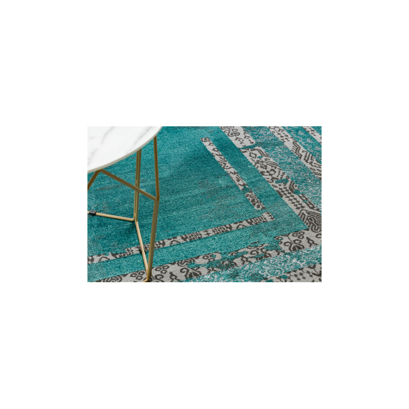 Dywan DE LUXE nowoczesny 1516 Ramka vintage przecierany - Strukturalny zielony / antracyt 160x220cm