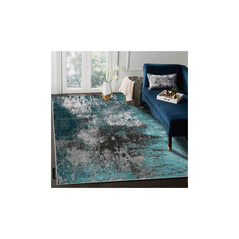 Dywan DE LUXE nowoczesny 570 Vintage przecierany - Strukturalny zielony / antracyt 240x330cm