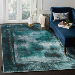 Dywan DE LUXE nowoczesny 634 Ramka vintage przecierany - Strukturalny zielony / antracyt 120x170cm