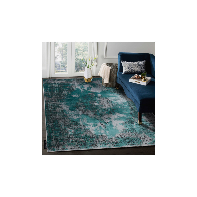 Dywan DE LUXE nowoczesny 6754 Abstrakcja - Strukturalny zielony / szary 120x170cm