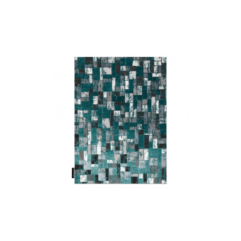 Dywan DE LUXE nowoczesny 6768 Geometryczny - Strukturalny zielony / antracyt 140x190cm