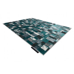 Dywan DE LUXE nowoczesny 6768 Geometryczny - Strukturalny zielony / antracyt 140x190cm