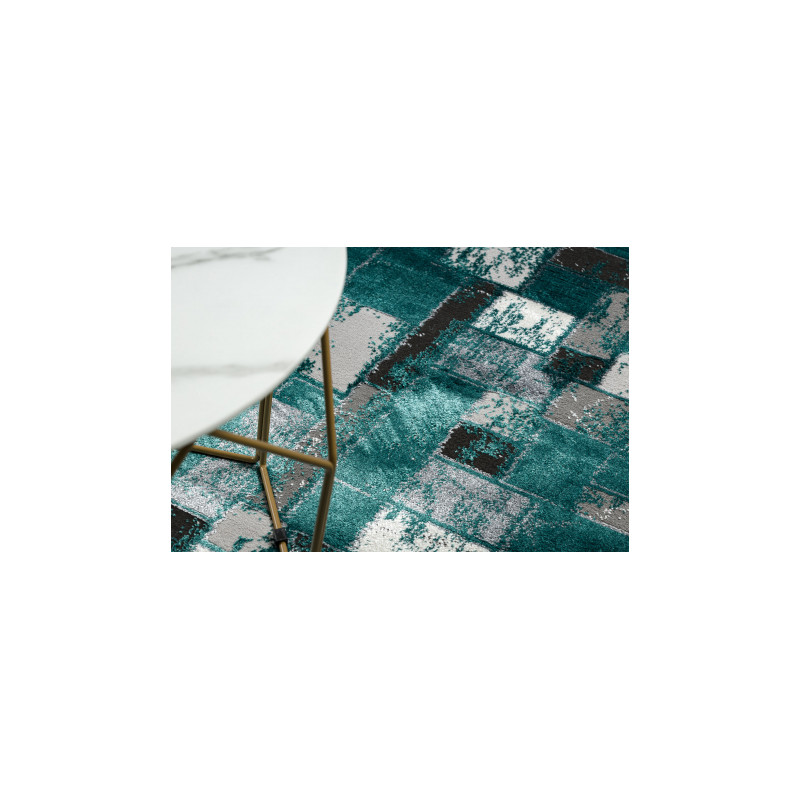 Dywan DE LUXE nowoczesny 6768 Geometryczny - Strukturalny zielony / antracyt 140x190cm