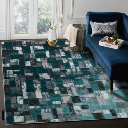 Dywan DE LUXE nowoczesny 6768 Geometryczny - Strukturalny zielony / antracyt 180x270cm Dywan DE LUXE nowoczesny 6768 Geometryczny - Strukturalny zielony / antracyt 180x270cm