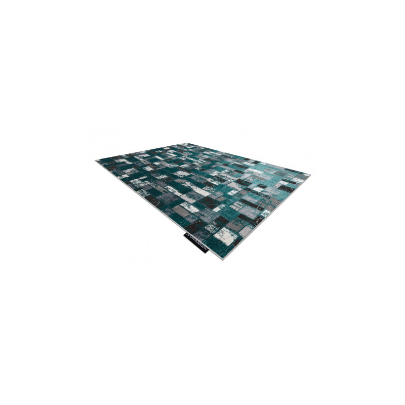 Dywan DE LUXE nowoczesny 6768 Geometryczny - Strukturalny zielony / antracyt 240x330cm