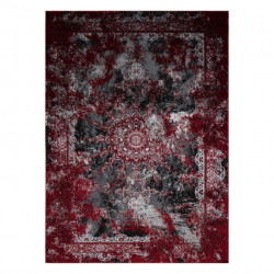 Dywan VINCI 1407 nowoczesny Rozeta vintage przecierany - Strukturalny czerwony / antracyt 80x150cm