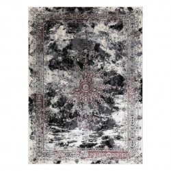 Dywan VINCI 1407 nowoczesny Rozeta vintage przecierany - Strukturalny kość słoniowa / czerwony 160x220cm
