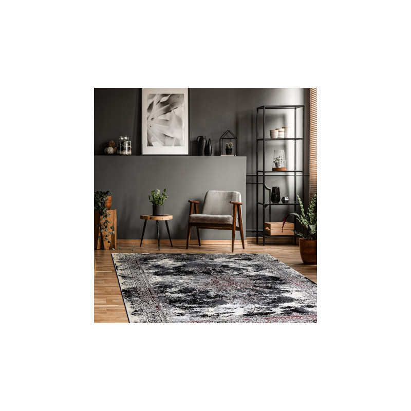 Dywan VINCI 1407 nowoczesny Rozeta vintage przecierany - Strukturalny kość słoniowa / czerwony 160x220cm Dywan VINCI 1407 nowoczesny Rozeta vintage przecierany - Strukturalny kość słoniowa / czerwony 160x220cm