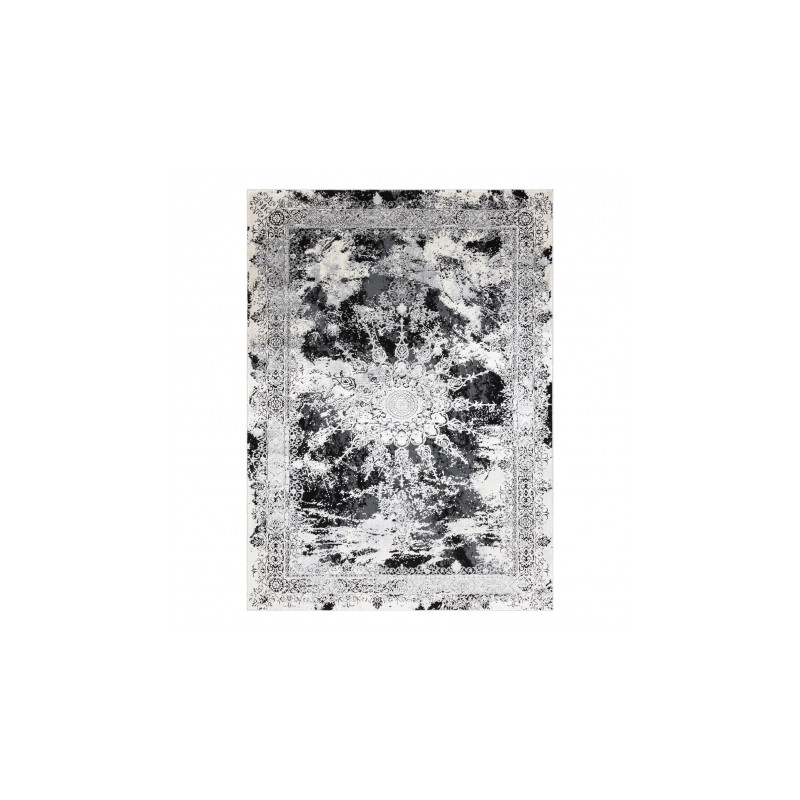 Dywan VINCI 1407 nowoczesny Rozeta vintage przecierany - Strukturalny kość słoniowa / szary 80x150cm