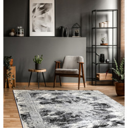 Dywan VINCI 1407 nowoczesny Rozeta vintage przecierany - Strukturalny kość słoniowa / szary 80x150cm