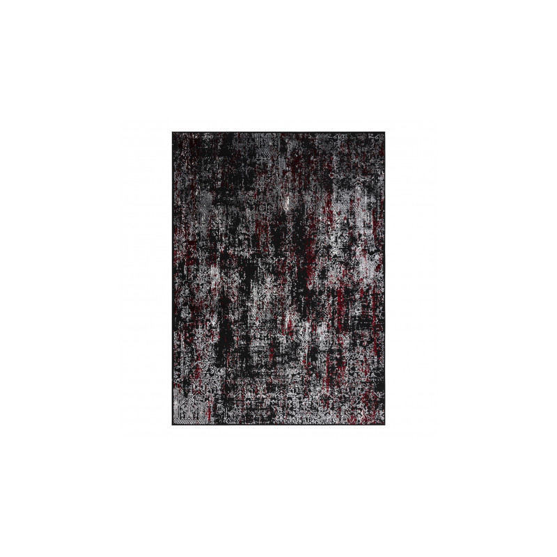 Dywan VINCI 1524 nowoczesny Ornament vintage przecierany - Strukturalny antracyt / czerwony 160x220cm