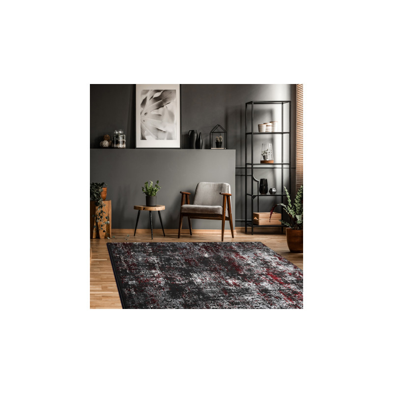 Dywan VINCI 1524 nowoczesny Ornament vintage przecierany - Strukturalny antracyt / czerwony 180x270cm Dywan VINCI 1524 nowoczesny Ornament vintage przecierany - Strukturalny antracyt / czerwony 180x270cm