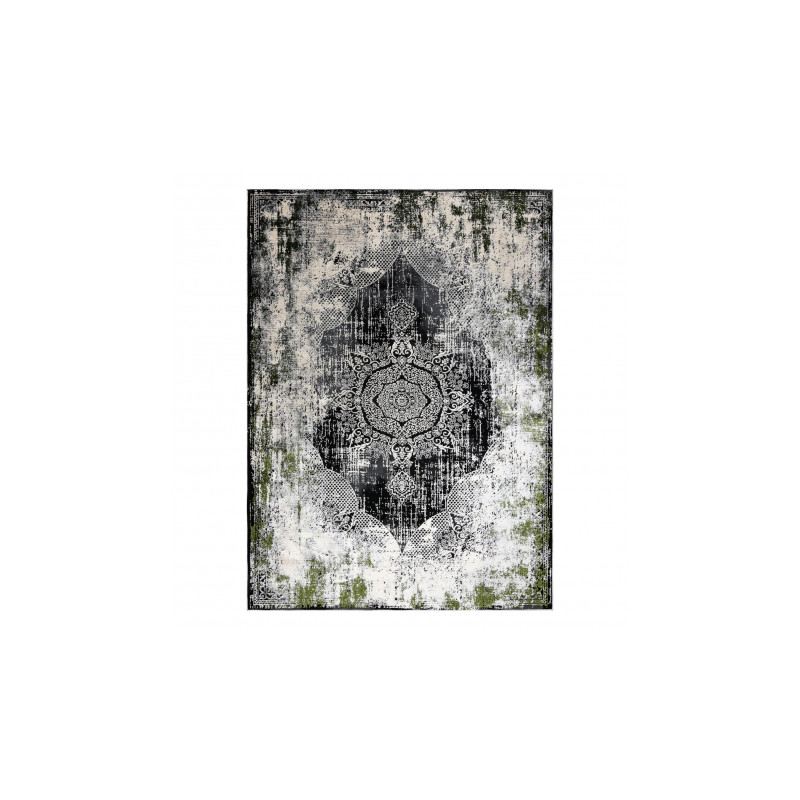 Dywan VINCI 1516 nowoczesny Rozeta vintage przecierany - Strukturalny kość słoniowa / zielony 160x220cm
