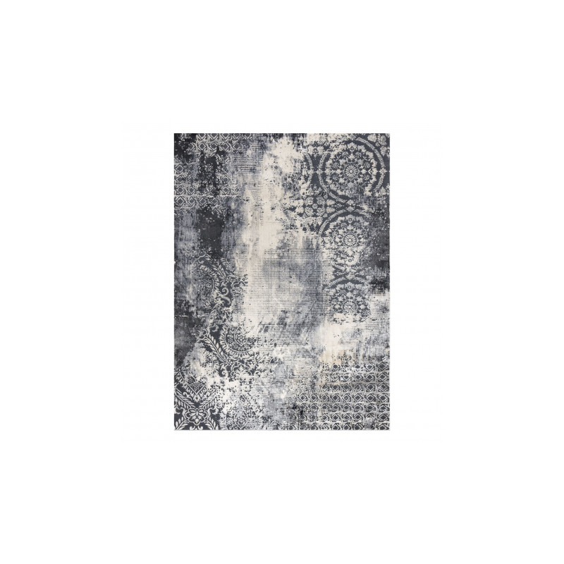 Dywan VINCI 1991 nowoczesny Rozeta vintage przecierany - Strukturalny kość słoniowa / antracyt 140x190cm