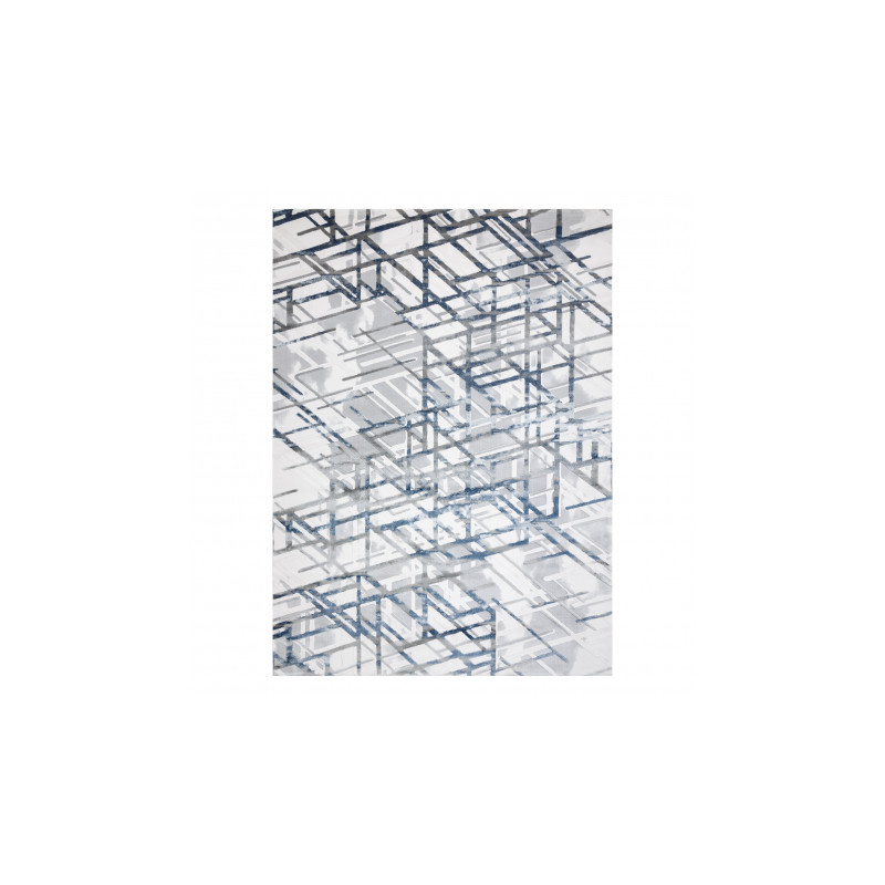 Dywan AKRYL VALS 8381 Linie przestrzenny 3D niebieski  80x300cm