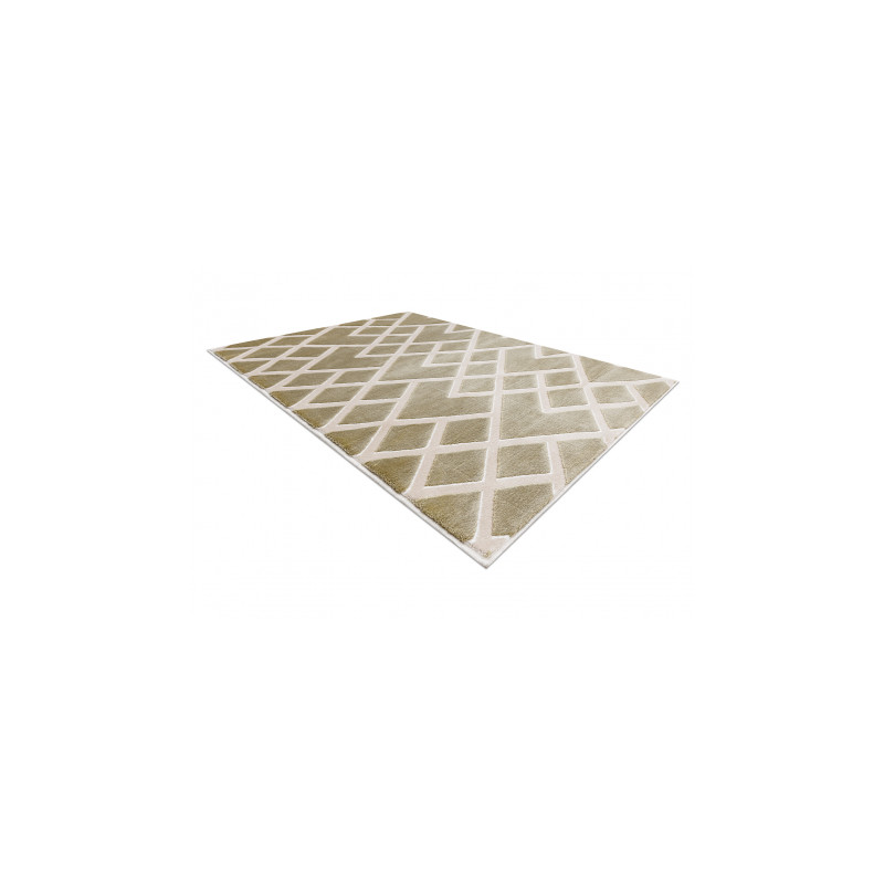 Dywan AKRYL VALS 3232 Geometryczny przestrzenny 3D zielony / beż 70x140cm