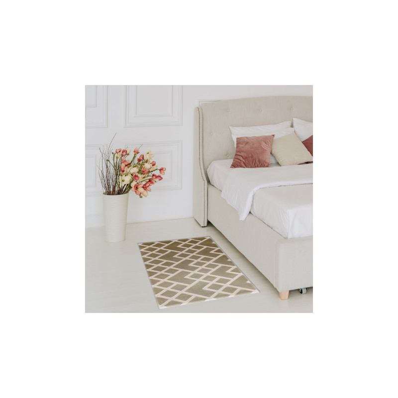 Dywan AKRYL VALS 3232 Geometryczny przestrzenny 3D zielony / beż 70x140cm