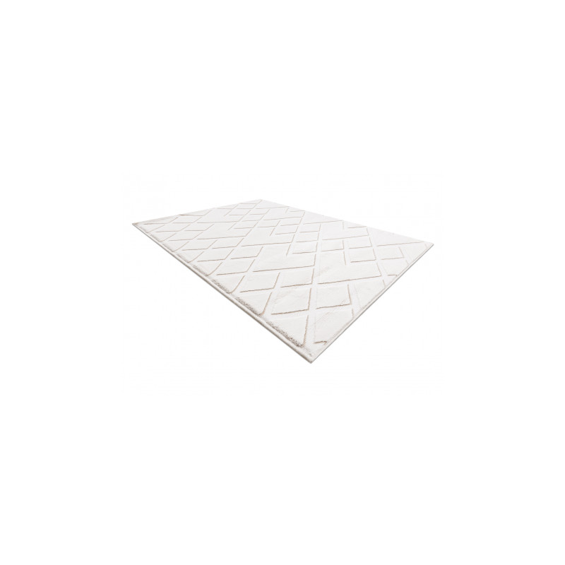 Dywan AKRYL VALS 3232 Geometryczny przestrzenny 3D kość słoniowa 70x140cm