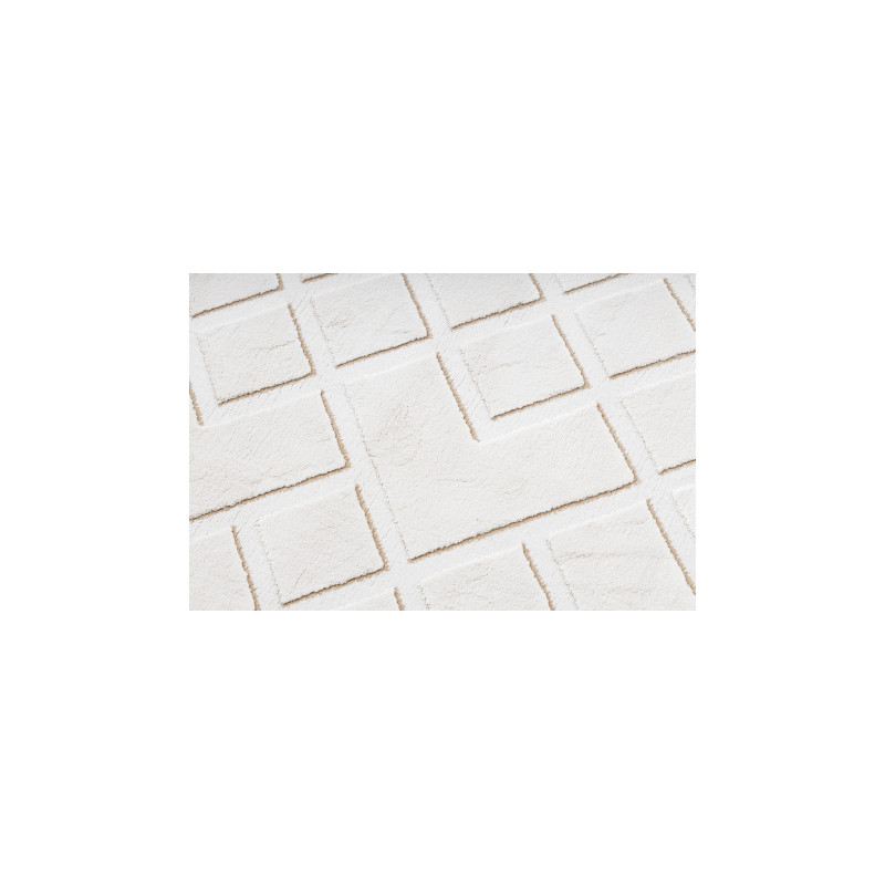 Dywan AKRYL VALS 3232 Geometryczny przestrzenny 3D kość słoniowa 70x140cm