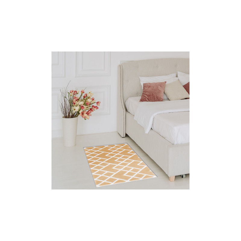Dywan AKRYL VALS 3232 Geometryczny przestrzenny 3D żółty / kość słoniowa 70x140cm Dywan AKRYL VALS 3232 Geometryczny przestrzenny 3D żółty / kość słoniowa 70x140cm