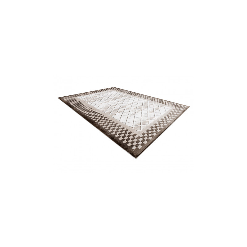 Dywan AKRYL VALS 103 Geometryczny, ramka przestrzenny 3D beż / kość słoniowa 100x200cm