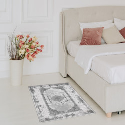 Dywan AKRYL VALS 8801 Ramka ornament kość słoniowa / szary 80x100cm