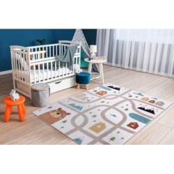 Dywan FUN Polar dla dzieci, uliczki, las, krem 80x150cm