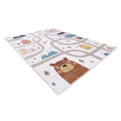 Dywan FUN Polar dla dzieci, uliczki, las, krem 160x220cm